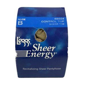 Leggs Sheer Energy Nude B Medium Control Top Sheer Toe Pantyhose Nylon Spandex